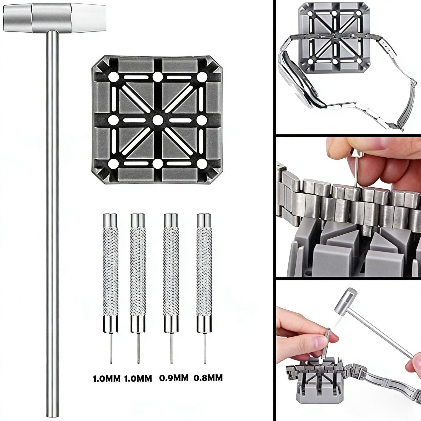 Watch Band Strap Link Pins Remover Repair Tool,24 in 1 Kit with 6 Silver