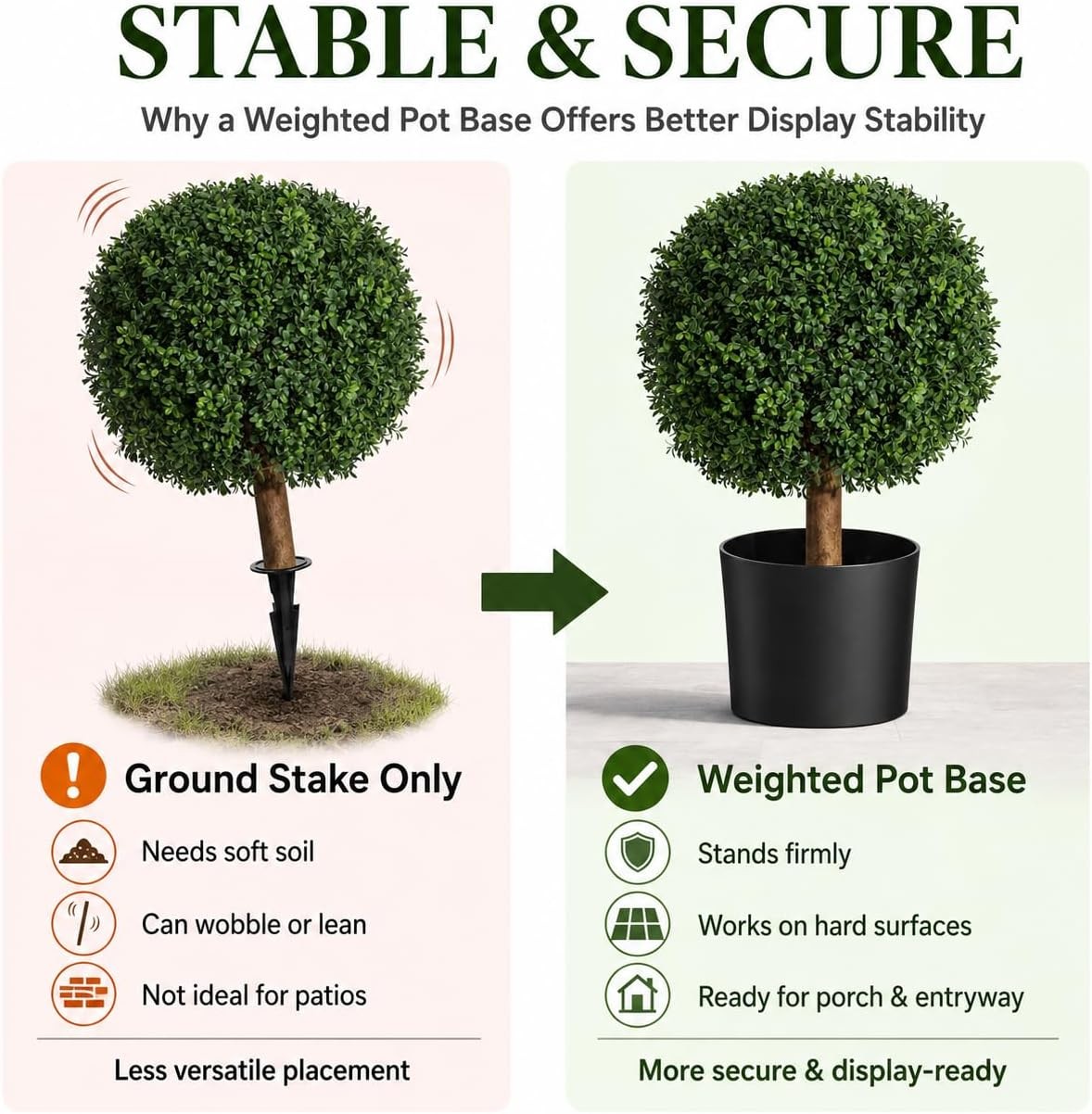 Real Touch Boxwood Topiary 24″ Tall Artificial