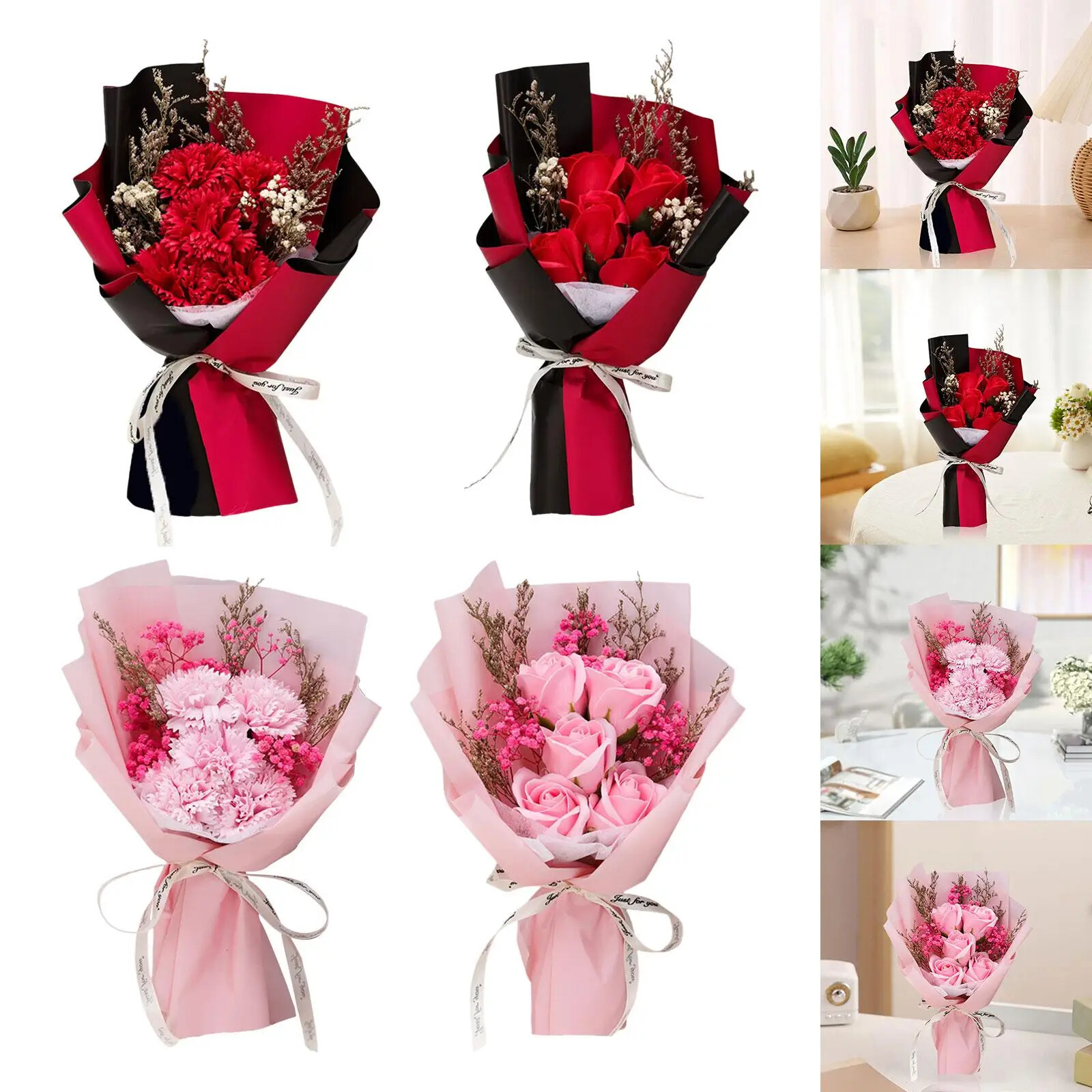 Scented Soap Flower Bouquet Soft Touch Realistic 30X18Cm Handmade Anniversary