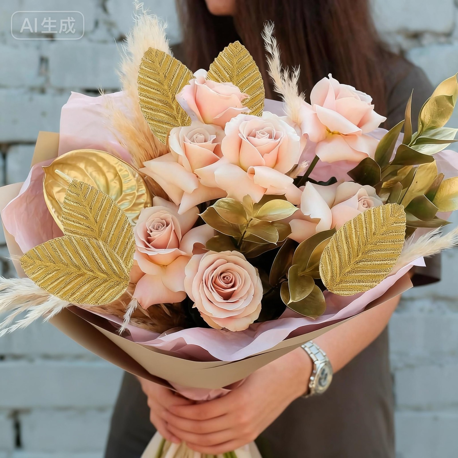 200 Pcs Golden Leaf Decor with Stems Faux Floral Wire Craft Leaves for DIY We…