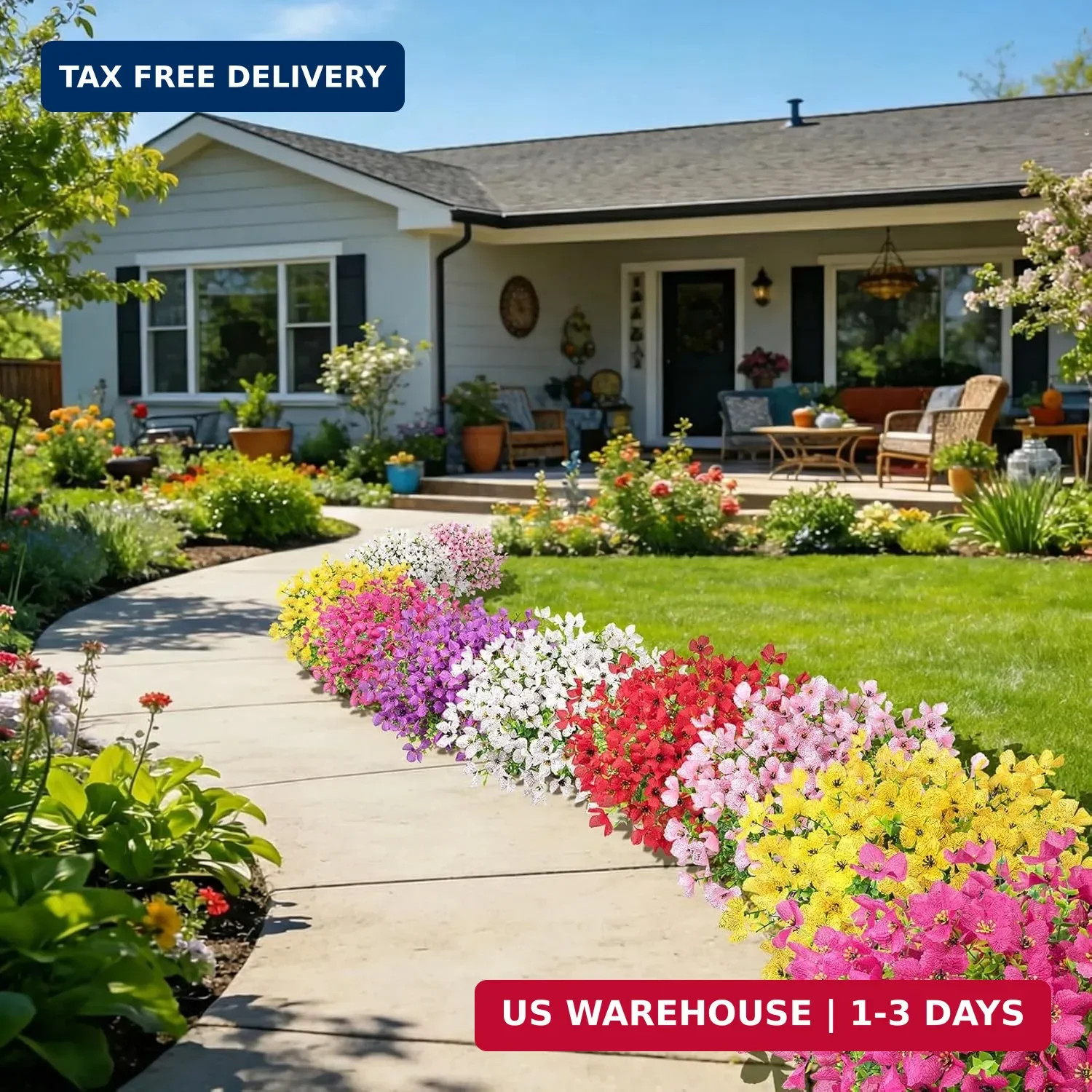 Ouddy Decor 16 Pcs Artificial Flowers for Outdoors Decorations Realistic Fake Si