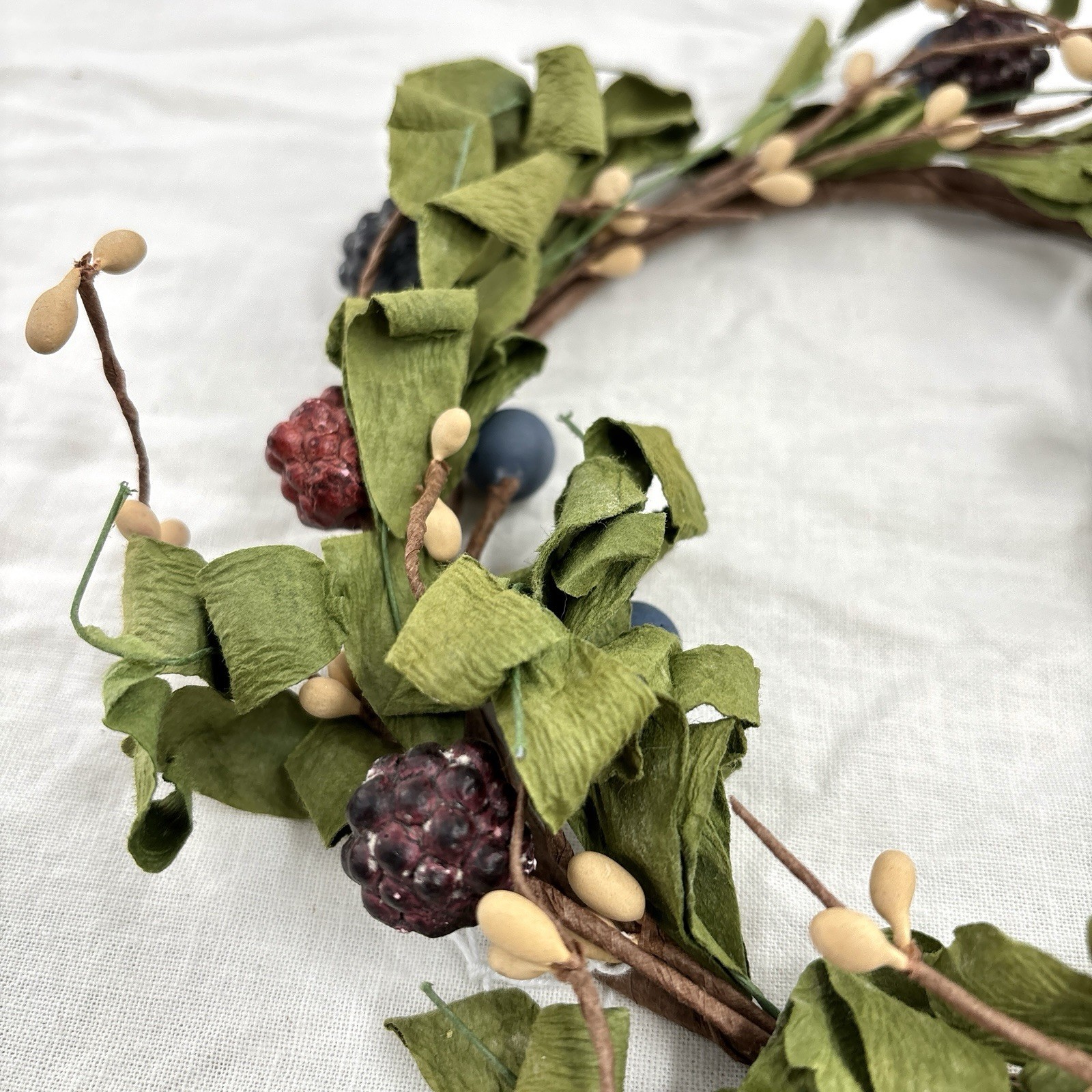 Blackberry Door Wreath Candle Ring Falling Leaves 6 inch Floral Decor