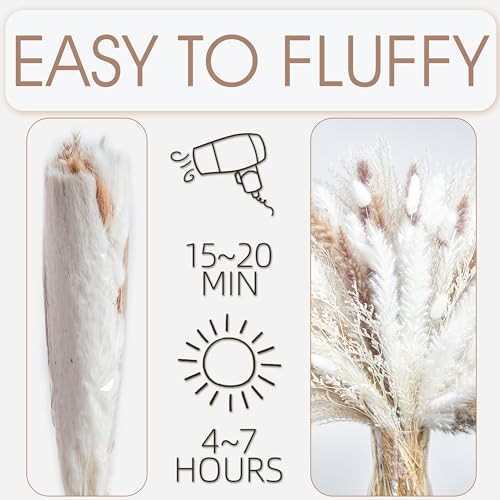 70PCS Natural Dried Pampas Grass Boho Home Decor Bouquet Phragmites 70 Pcs