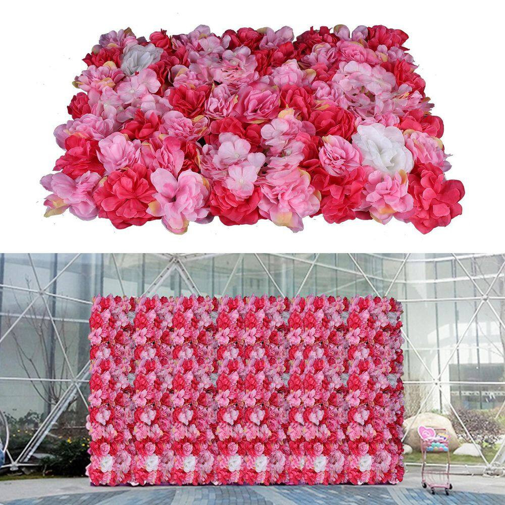 15.74 In. X 23.62 In. X 0.79 In. 6 Pieces Artificial Silk Rose Flower Wall Panel