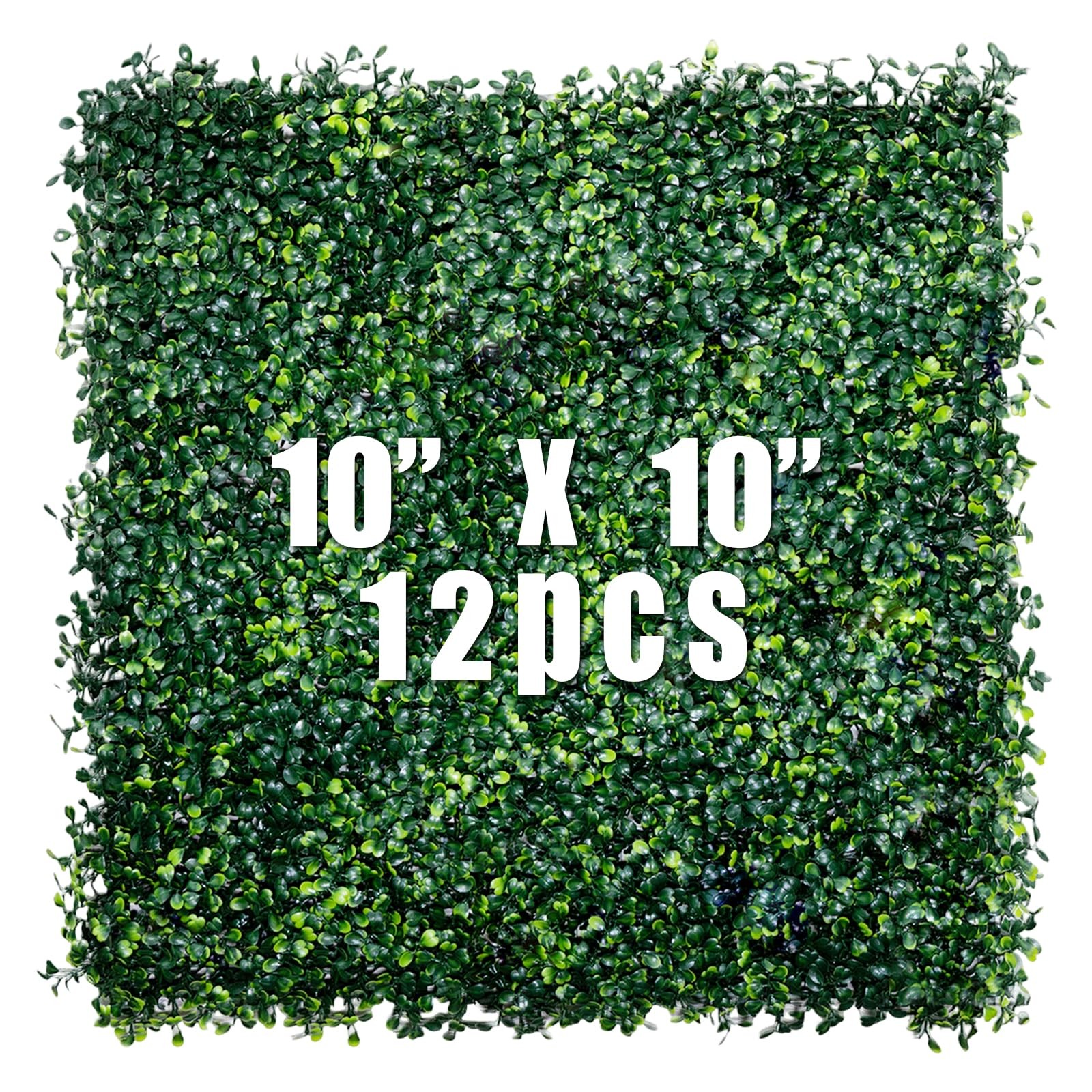 Artificial Grass Wall Panel Backdrop, 12PCS 10″x10″ Artificial Boxwood, Cover…