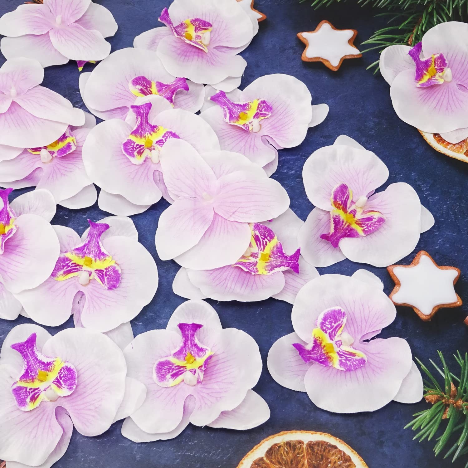 20PCS Fabric Butterfly Orchid Flower Heads Artificial Fake Flowers Heads for …