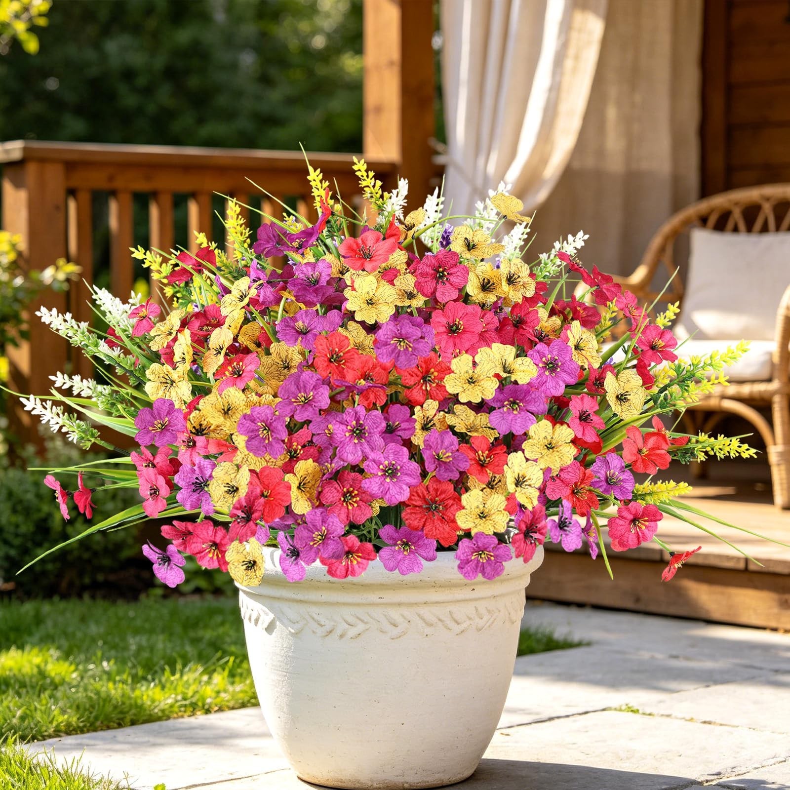 24 Bundles Realistic Faux Silk Flowers – No Fade Lavender for Garden, Patio, Por