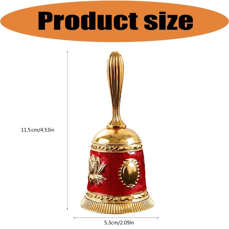 Flower Pattern Metal Hand Bell Handbell for Teaching, Props, and Table Display