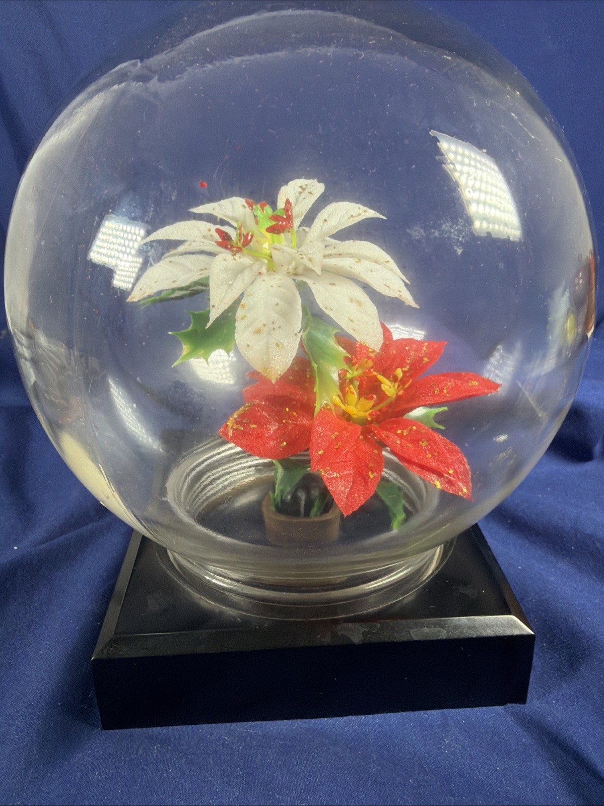 Vtg. Bowl O’ Beauty Screw on Glass Dome Ball Terrarium Globe Cloche Plastic Base