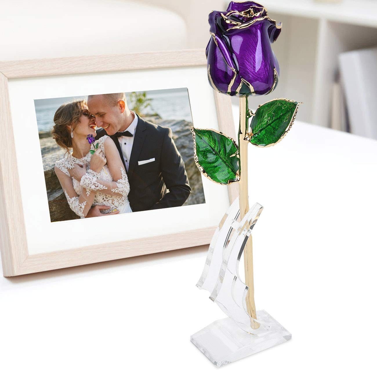 ZJchao Budding 24K Rose Gifts for Her, Love Dipped Gold Real Rose Flower