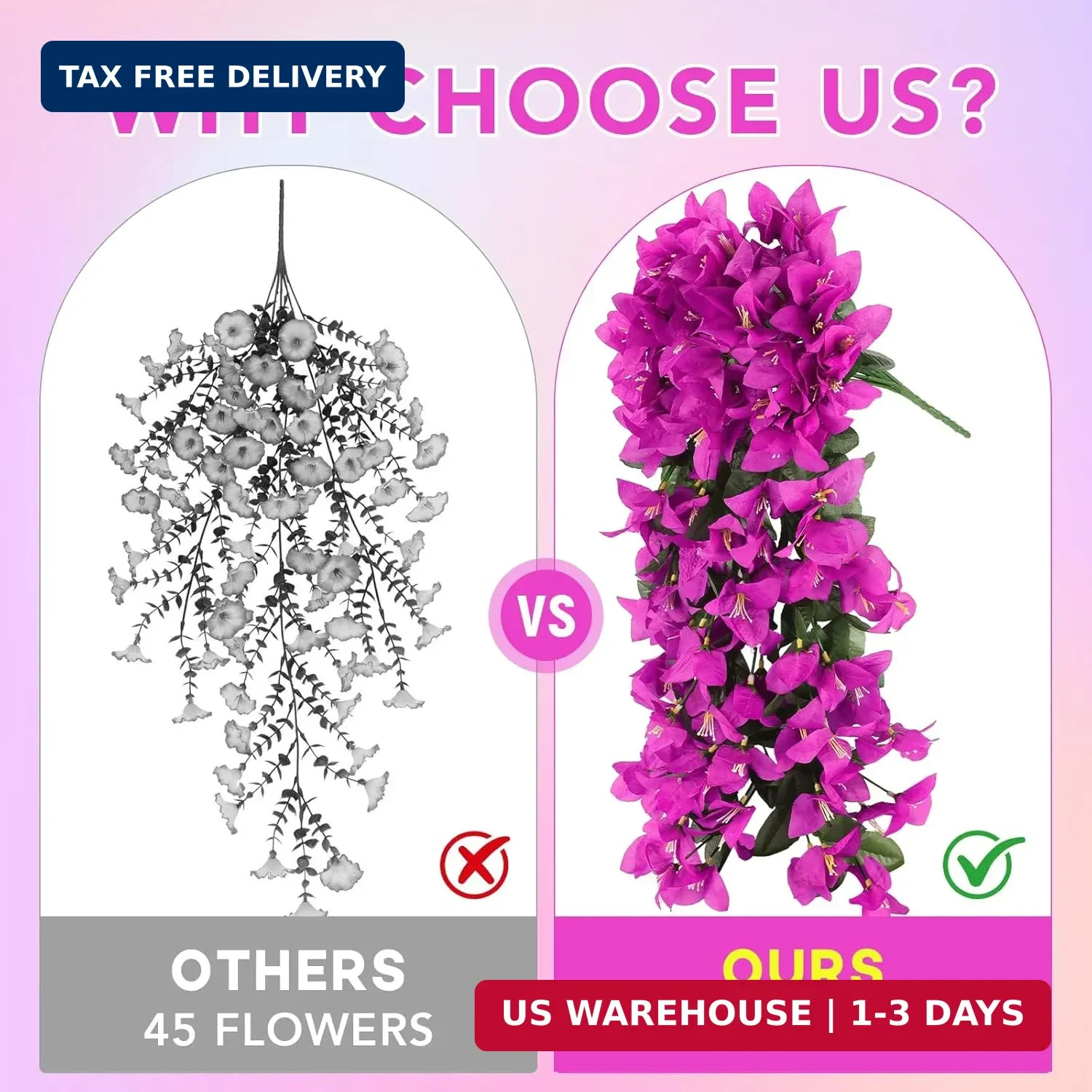 Alotiki Artificial Bougainvillea Flowers for Outdoor Plant,4 pcs Faux Hanging Fl