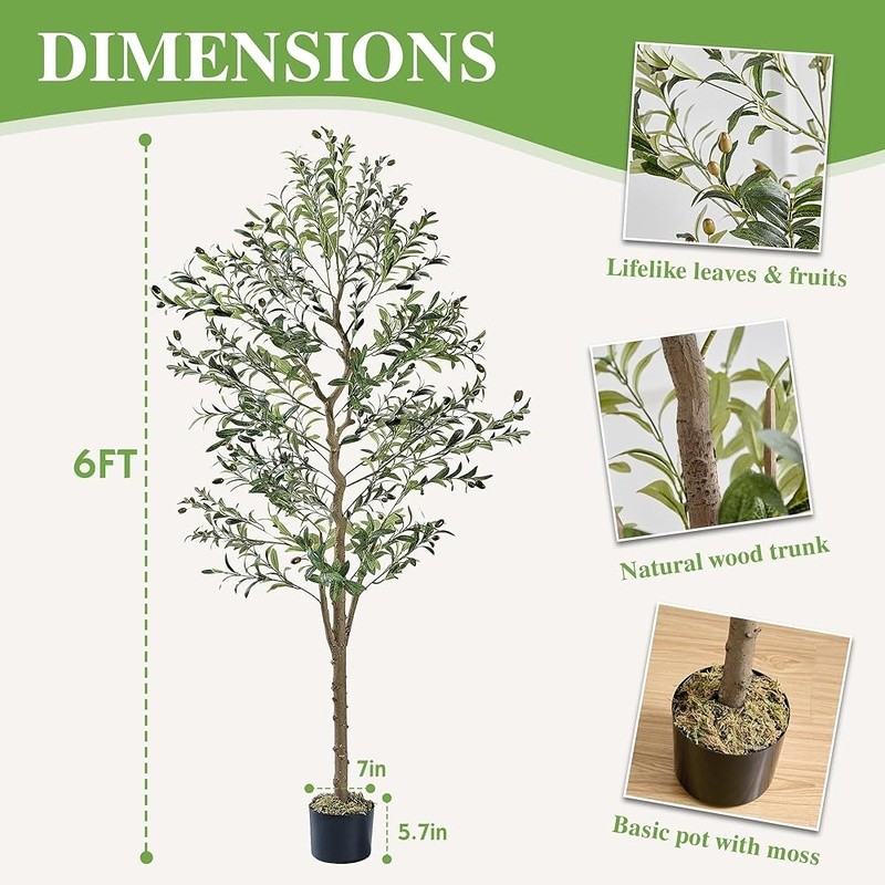 Lifelike Faux Olive Tree Home Office Indoor Outdoor Decor Housewarming Gift New