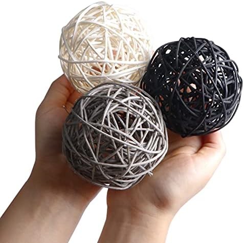 9 Pcs 3 Inch Wicker Balls Decorations, Rattan Balls Decorative for Home Decor DI