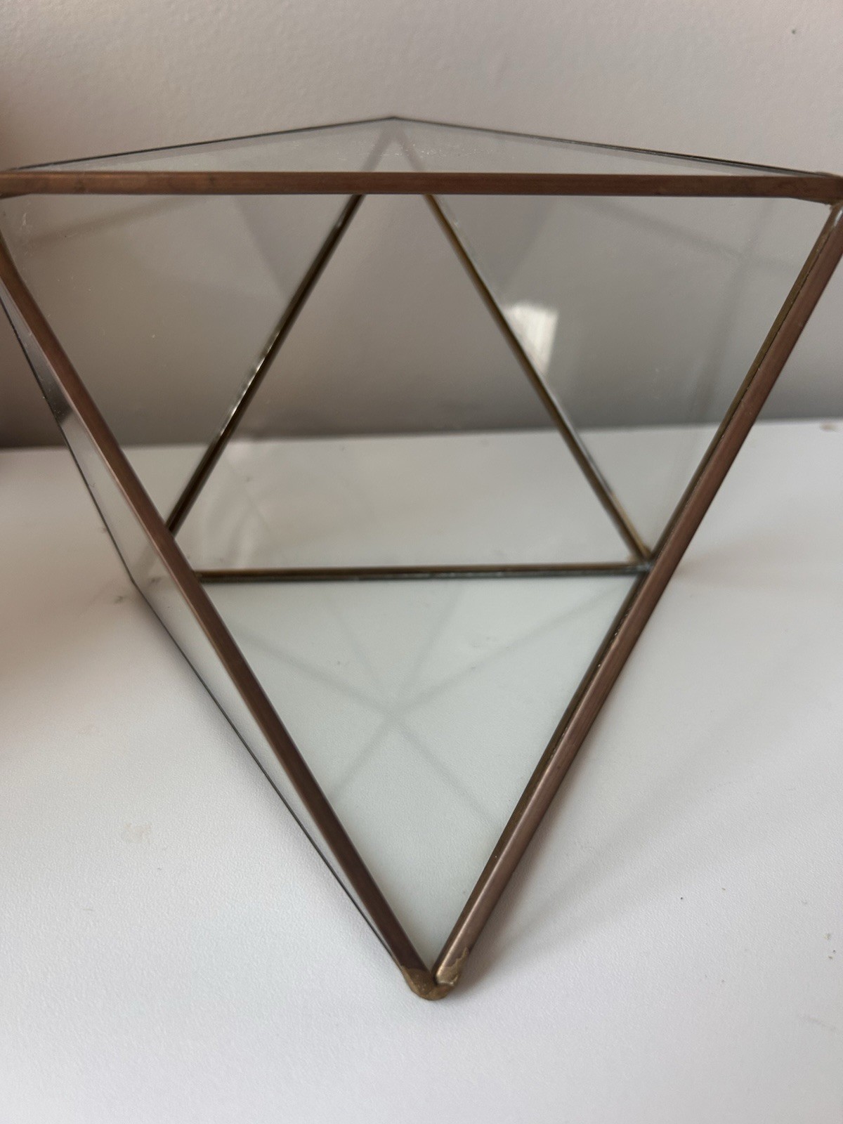 Gold Metal & Glass Geometric Succulent Terrarium