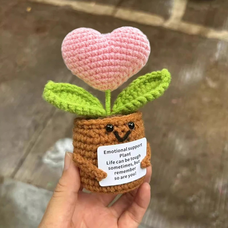 Crochet Artificial Tulip Sunflower Potted Hand Woven Knitted Home Decoration