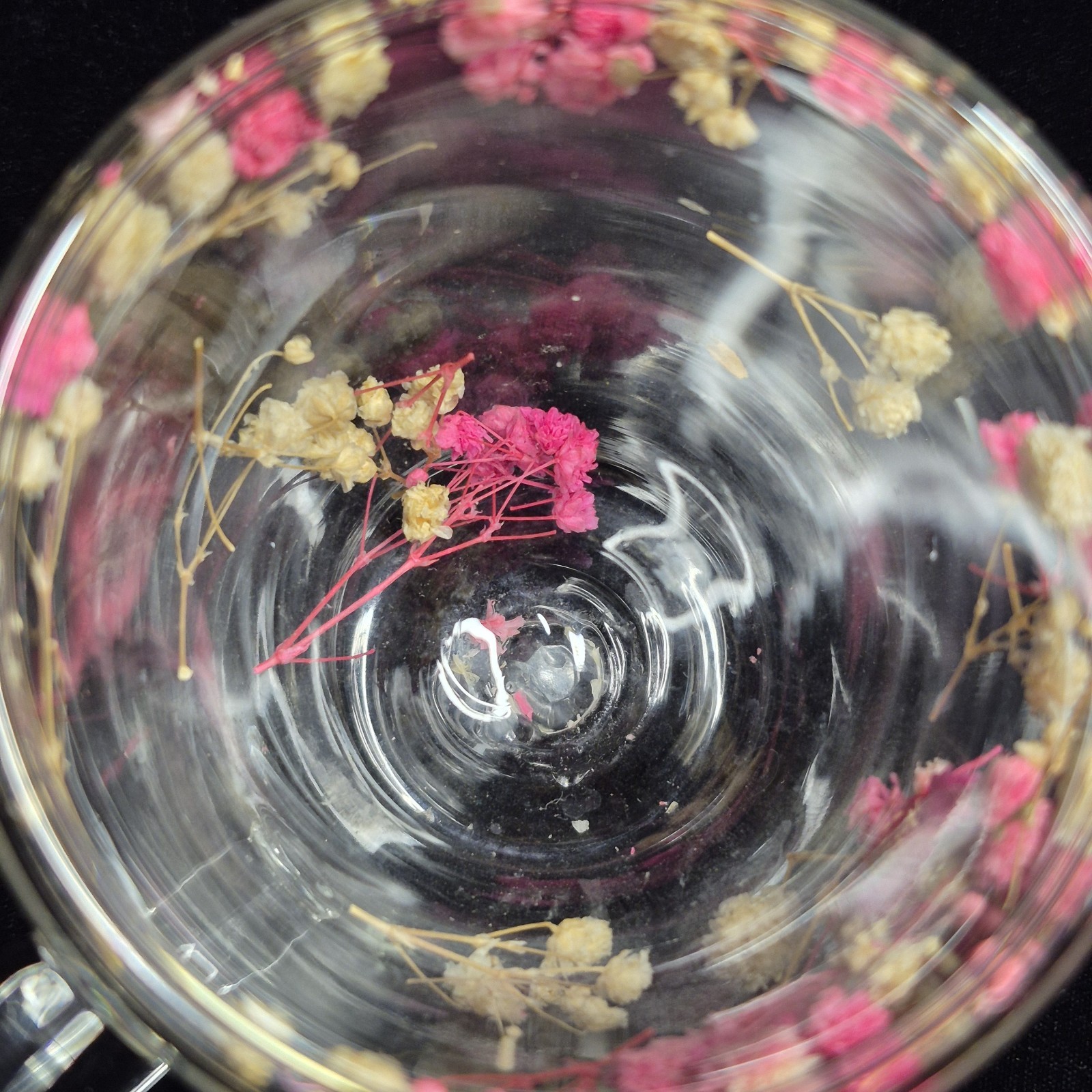 Dried Flower Glass Mug – Double Wall Clear Coffee Tea Cup – Botanical Floral