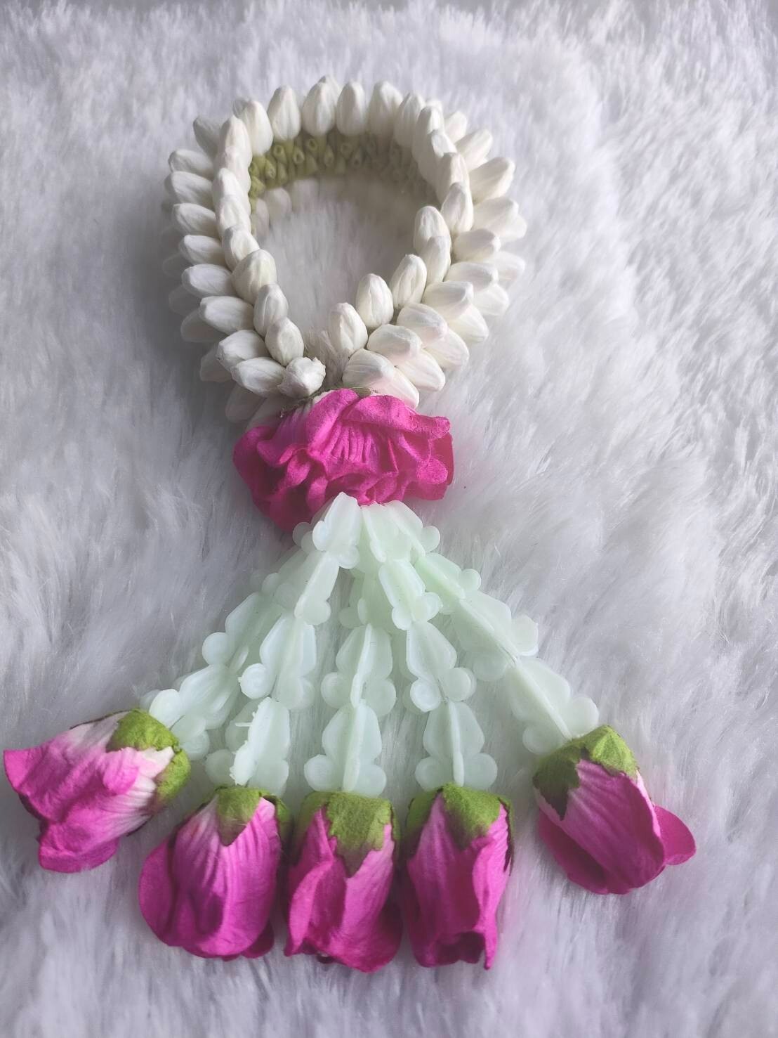 Garland Artificial Jasmine flowers Tissue Paper Fragrant Glue White Round Ubamal