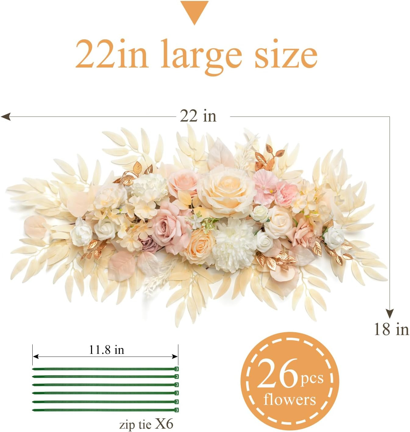 Champagne Pink Flower Garlands – 2 PCS Eucalyptus for Wedding & Home Decor