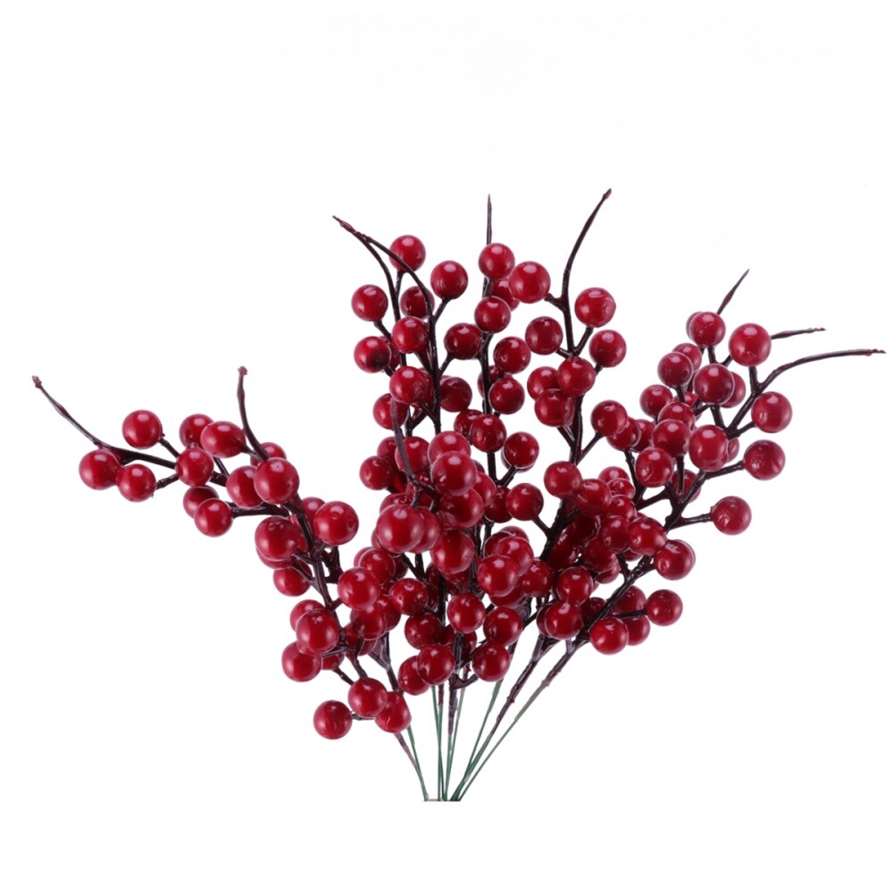 10 Pcs Red Berries Red Berry Picks Branch Flower Centers Wreath Floral Stems