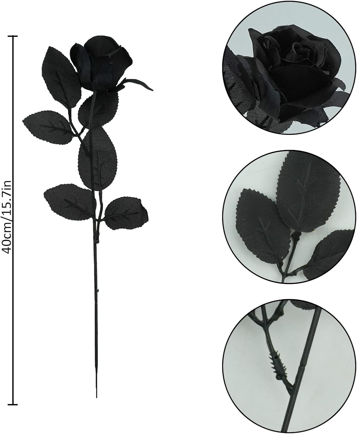 5Pcs Roses Artificial Flowers, Black Roses Artificial Flowers Fake Flower Silk S