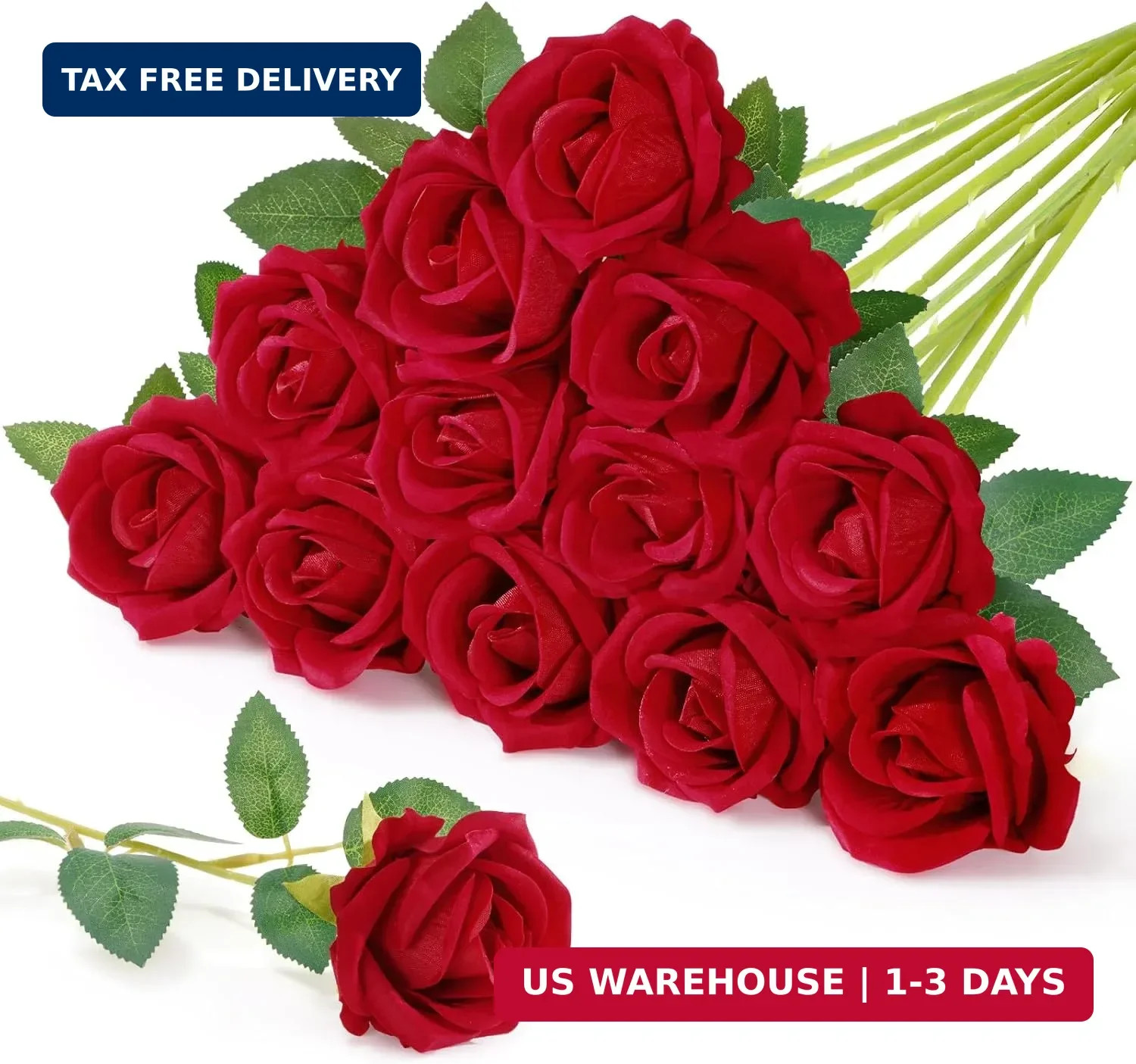 Lifewit Classic Red Artificial Roses Flowers, Faux Long Stem Silk Roses Bulky fo