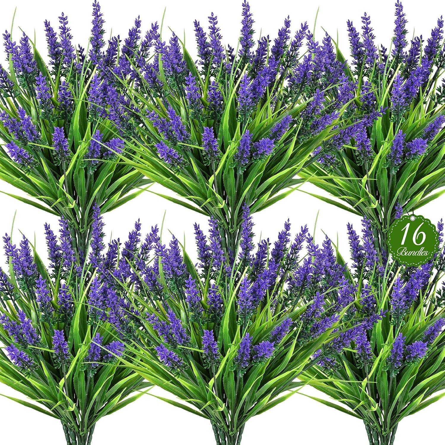 Vibrant 16-Bundle Faux Lavender & Monkey Grass for Elegant Home & Garden Decor