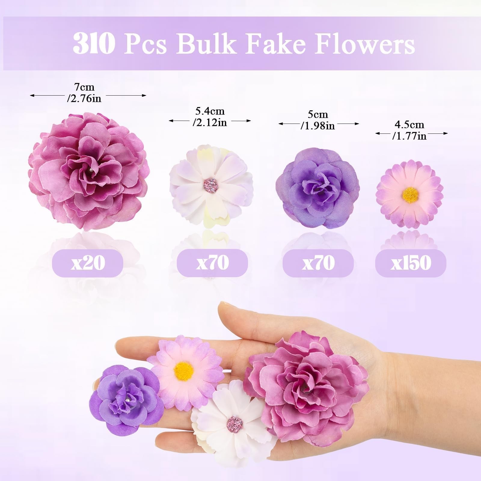 310 Pcs Fake Flower Heads Mini Artificial Flower Bulk Silk Flowers for Decora…