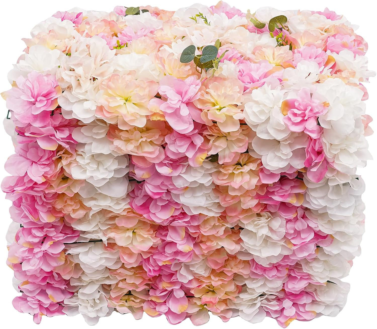 12Pcs 24″ X 16″ Artificial Flower Wall Panel Background,3D Pink Champagne Silk E