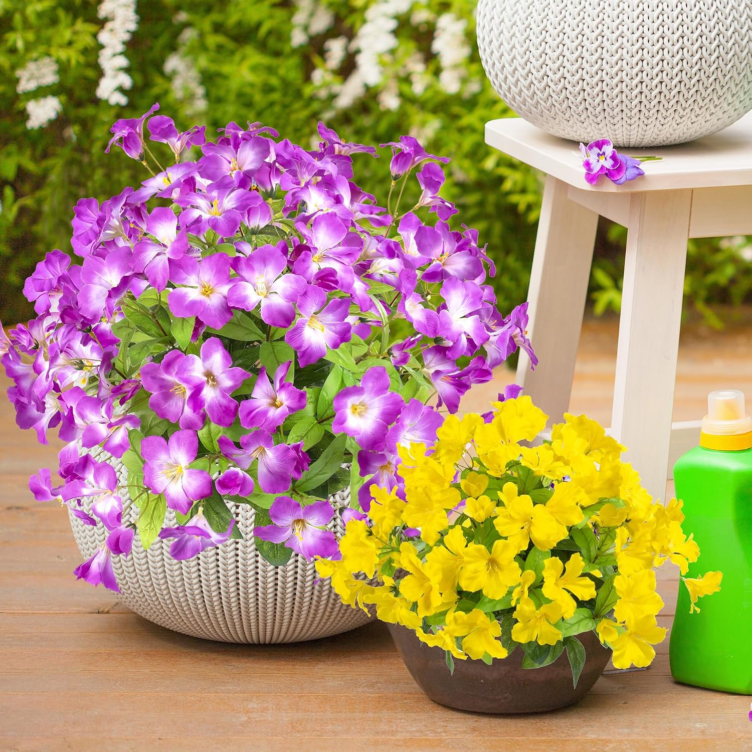 Vibrant 15.7″ Purple Artificial Azalea Flowers – Set of 4 for Outdoor Decor
