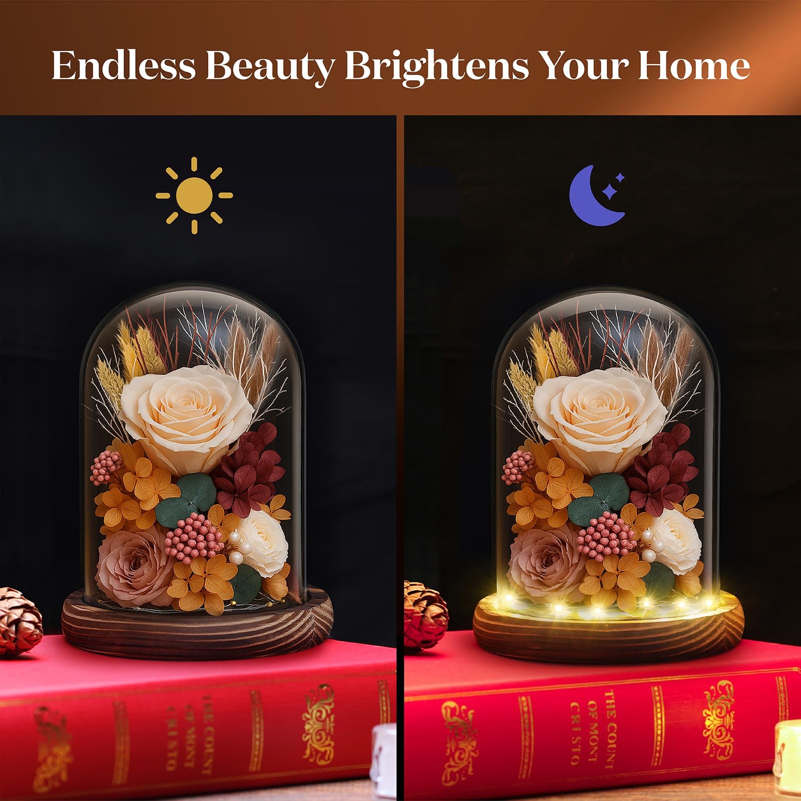 Preserved Flowers for Delivery, Champagne Forever Rose as Gifts for Women
