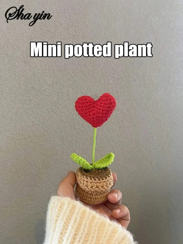 Hook Woven Finished Small Potted Plant Simulation Flower Potted Plant Flower