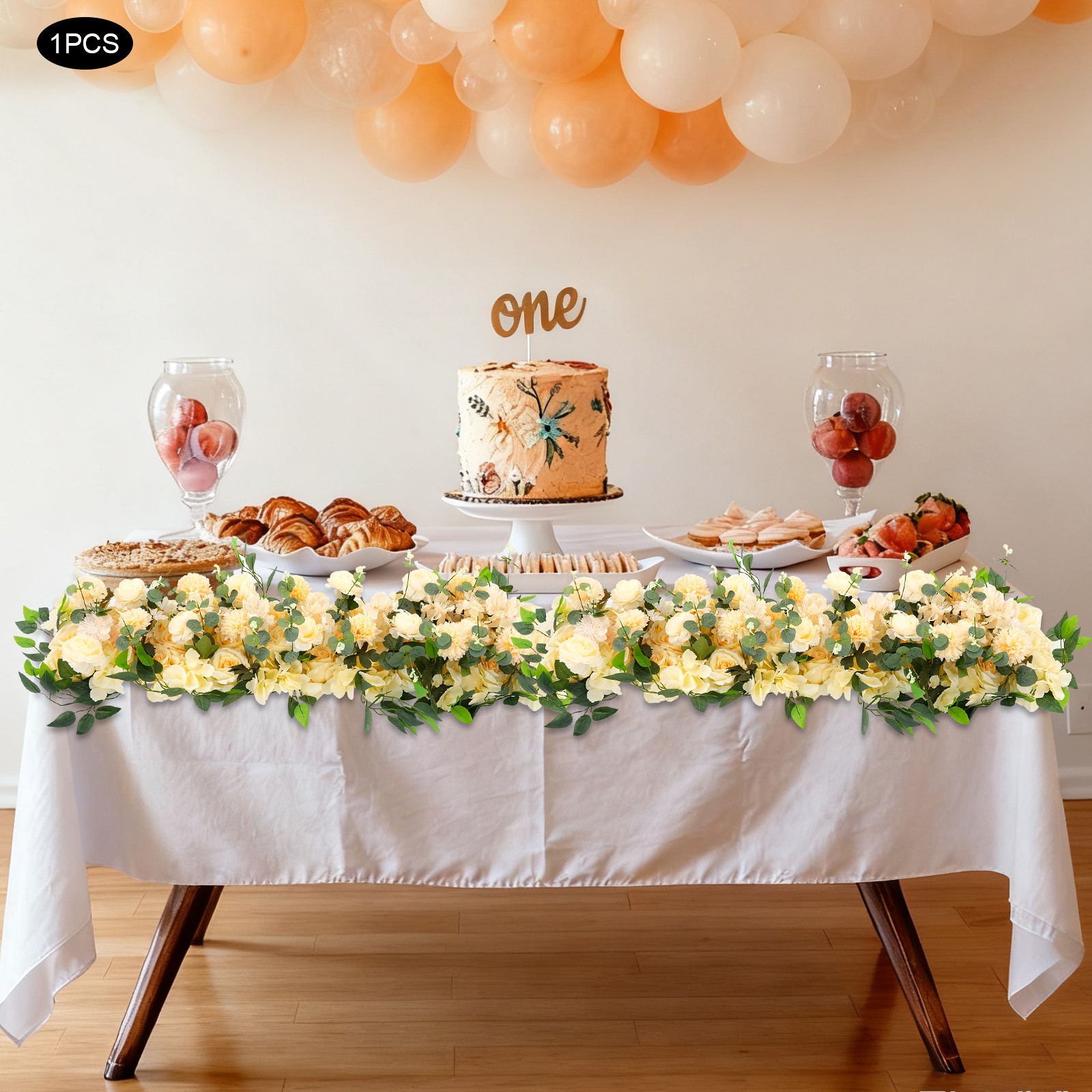 Artificial Flowers Row, Elegant Silk Garland for Wedding Arch & Party Decor