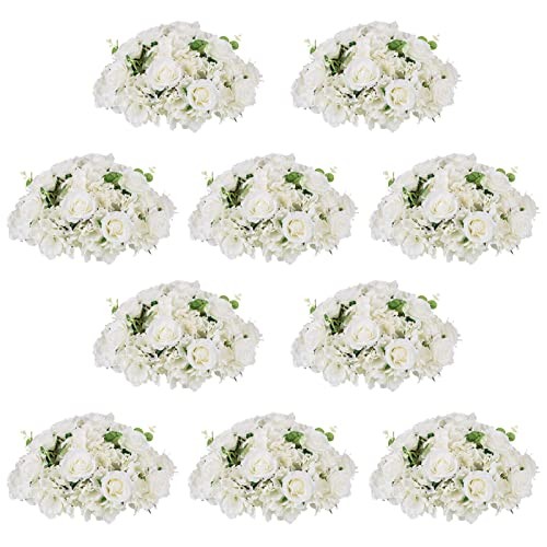 Flower Ball Arrangement Bouquet – 10 Pcs 15.7 inch 15.7″ Diam – 10 PCS White