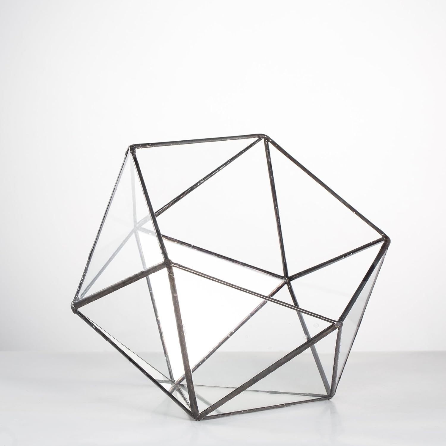 Opened Geometric Glass Terrarium, 6.69″ Bowl Shape Planter For Succulent Plant