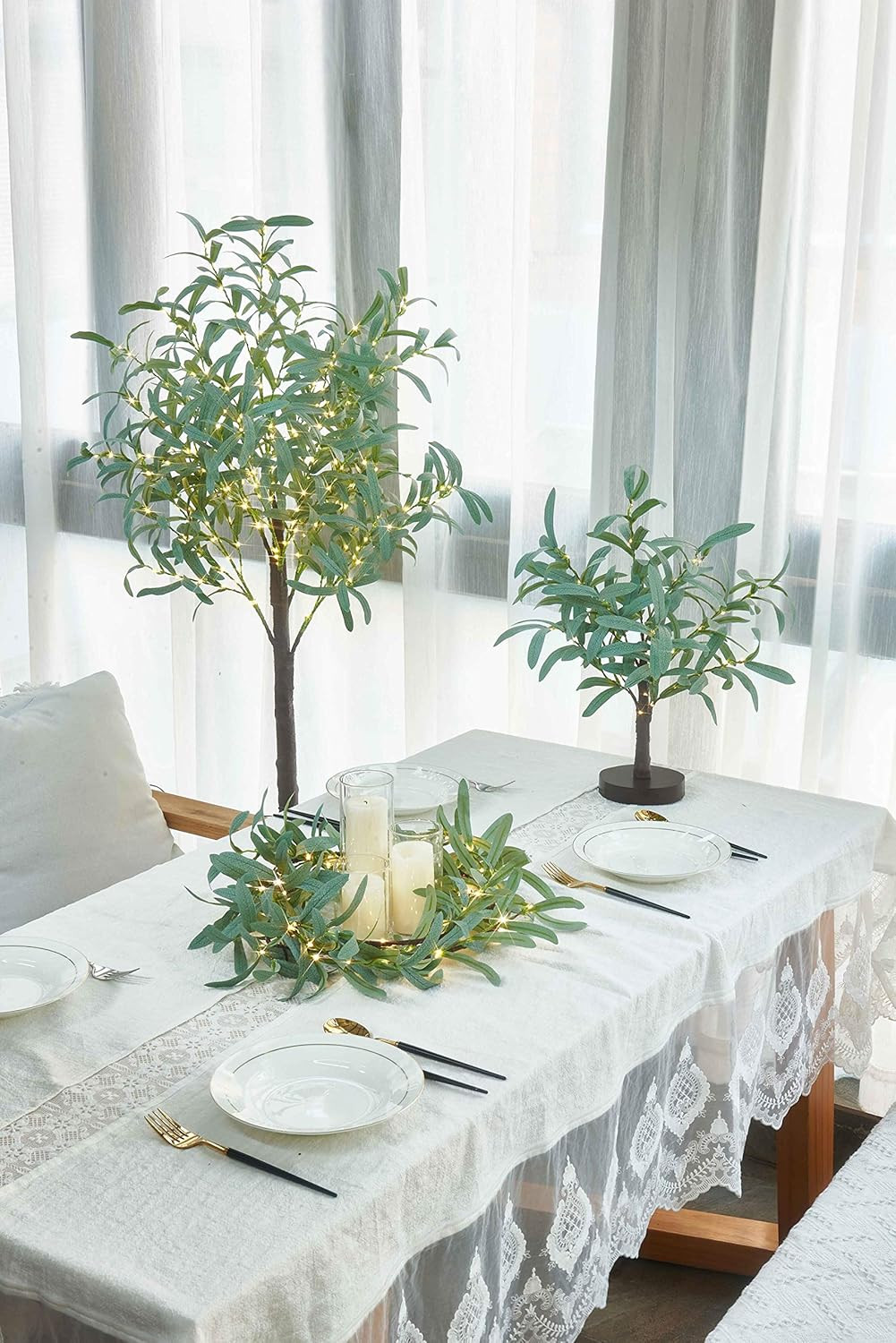 4FT Lighted Olive Tree with 160 Warm White LEDs for Holiday Decor