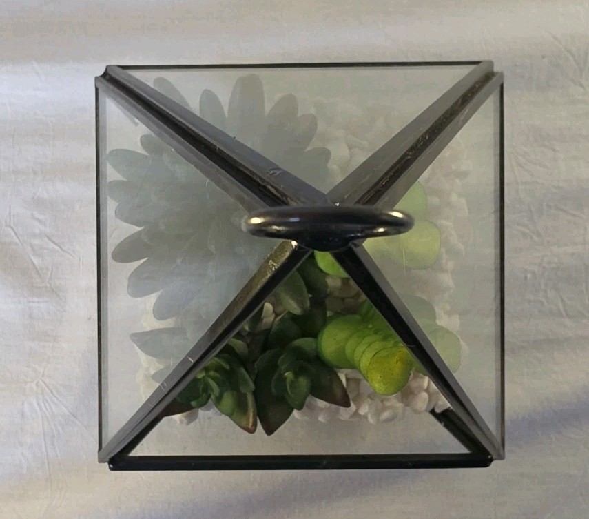 Geometric Pyramid Terrarium Hanging/Tabletop Planter Artificial Succulents