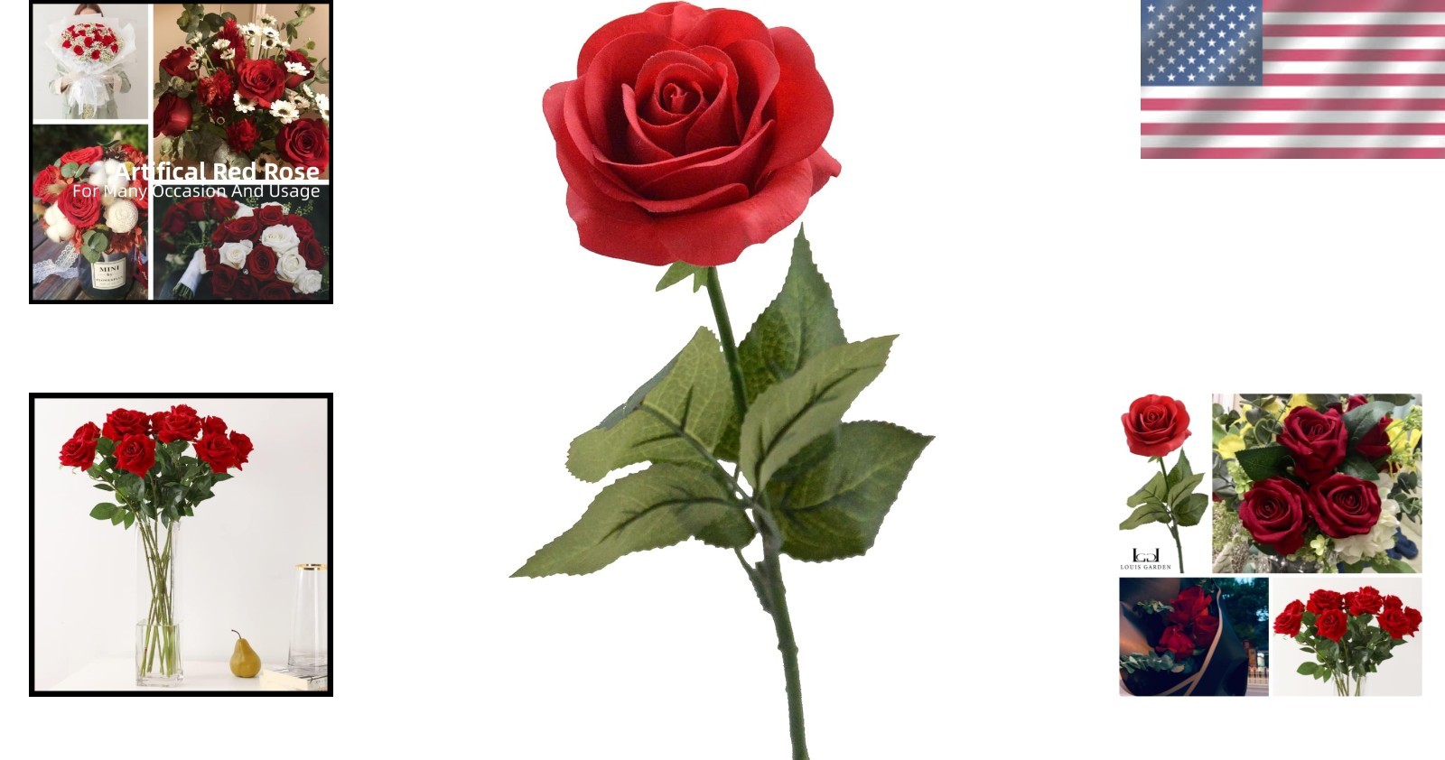 Red Rose Artificial Flowers, 1Pc 17″ Single Red Rose for Valentine’s Mother’s Da