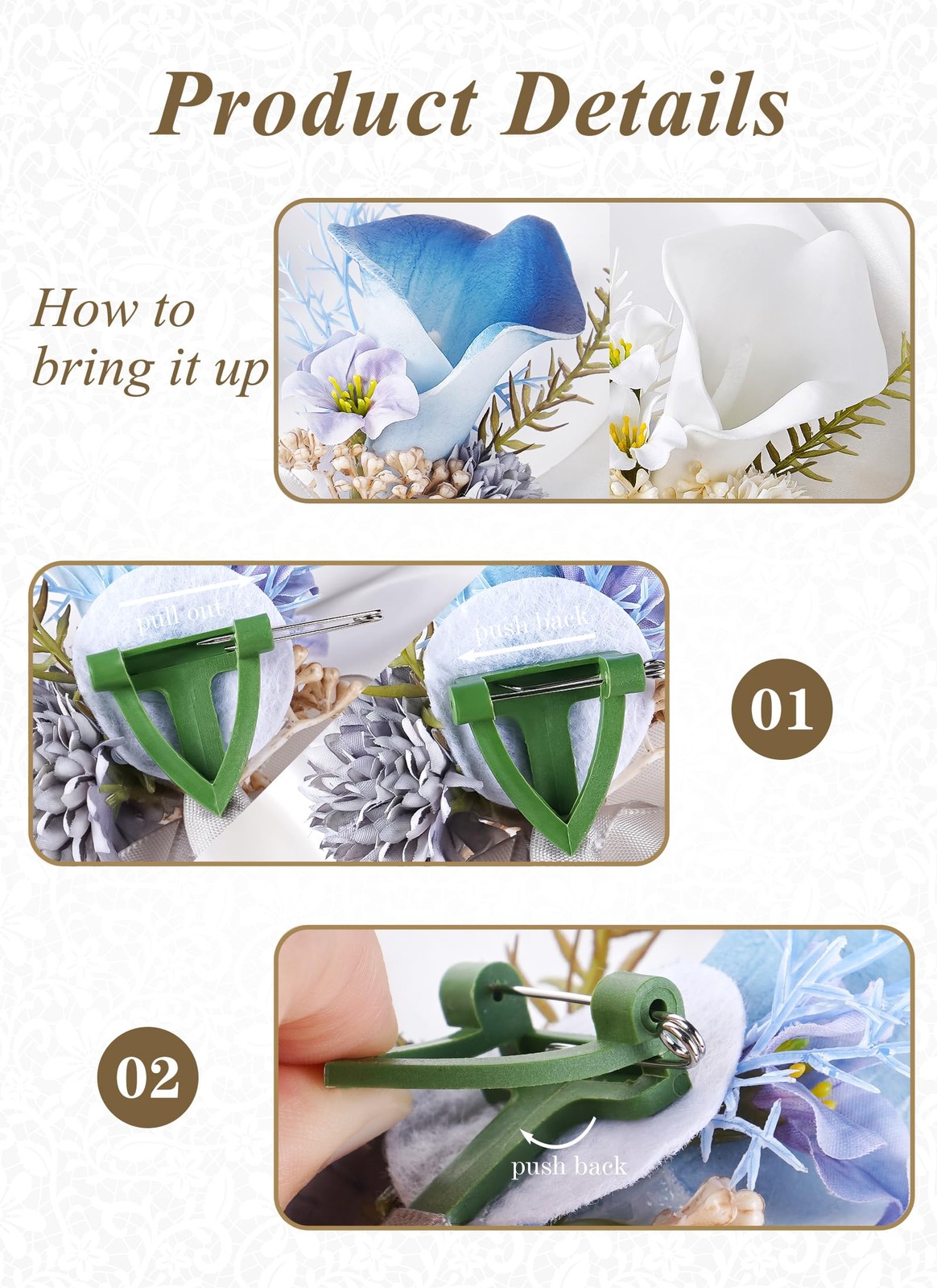 2 PCS Blue Boutonniere, Corsage Wristlet Set, Artificial Flowers, Wedding, Prom