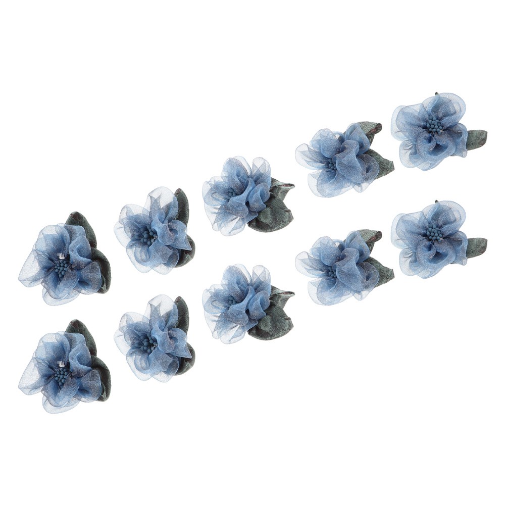 10 Pcs Handmade Flower Accessories Artificial Head Mesh Flowers Decorative