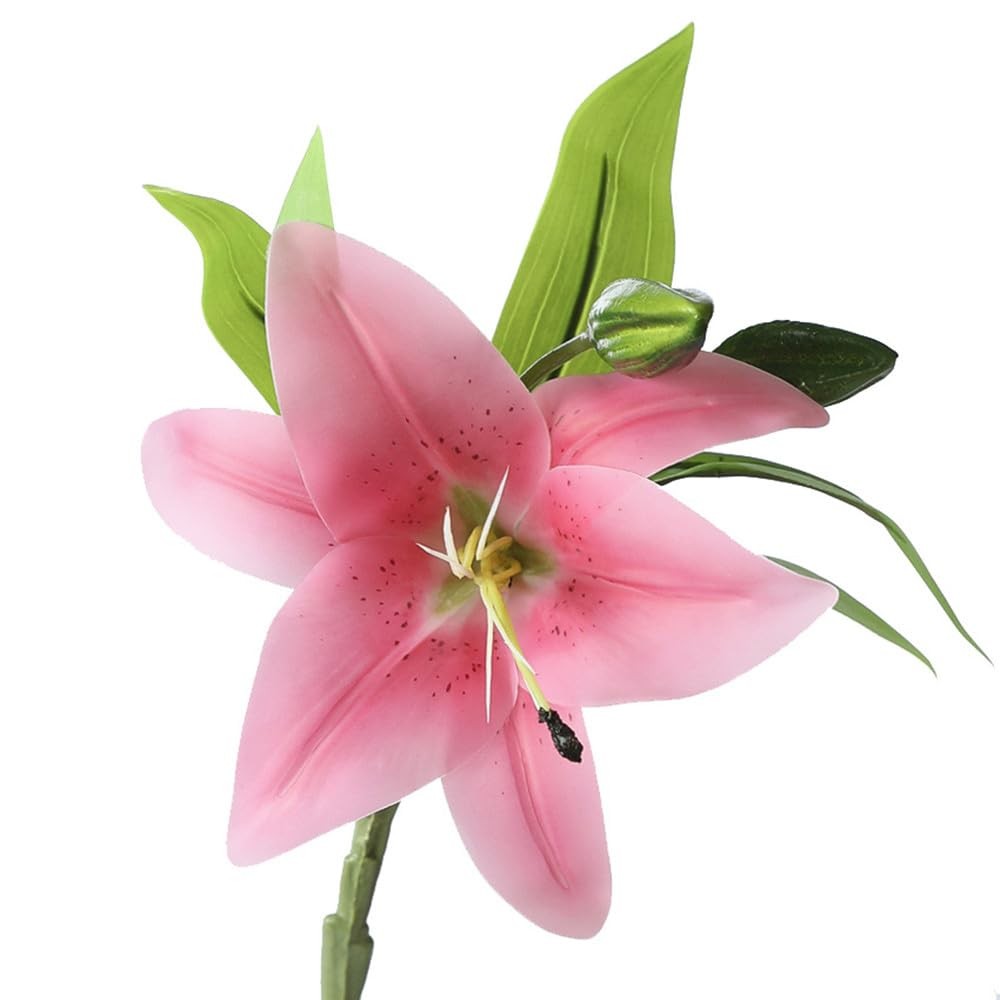 TONGMAN 6 Bundles Artificial Tiger Lily Flowers White Touch Lilies Flower Bou…