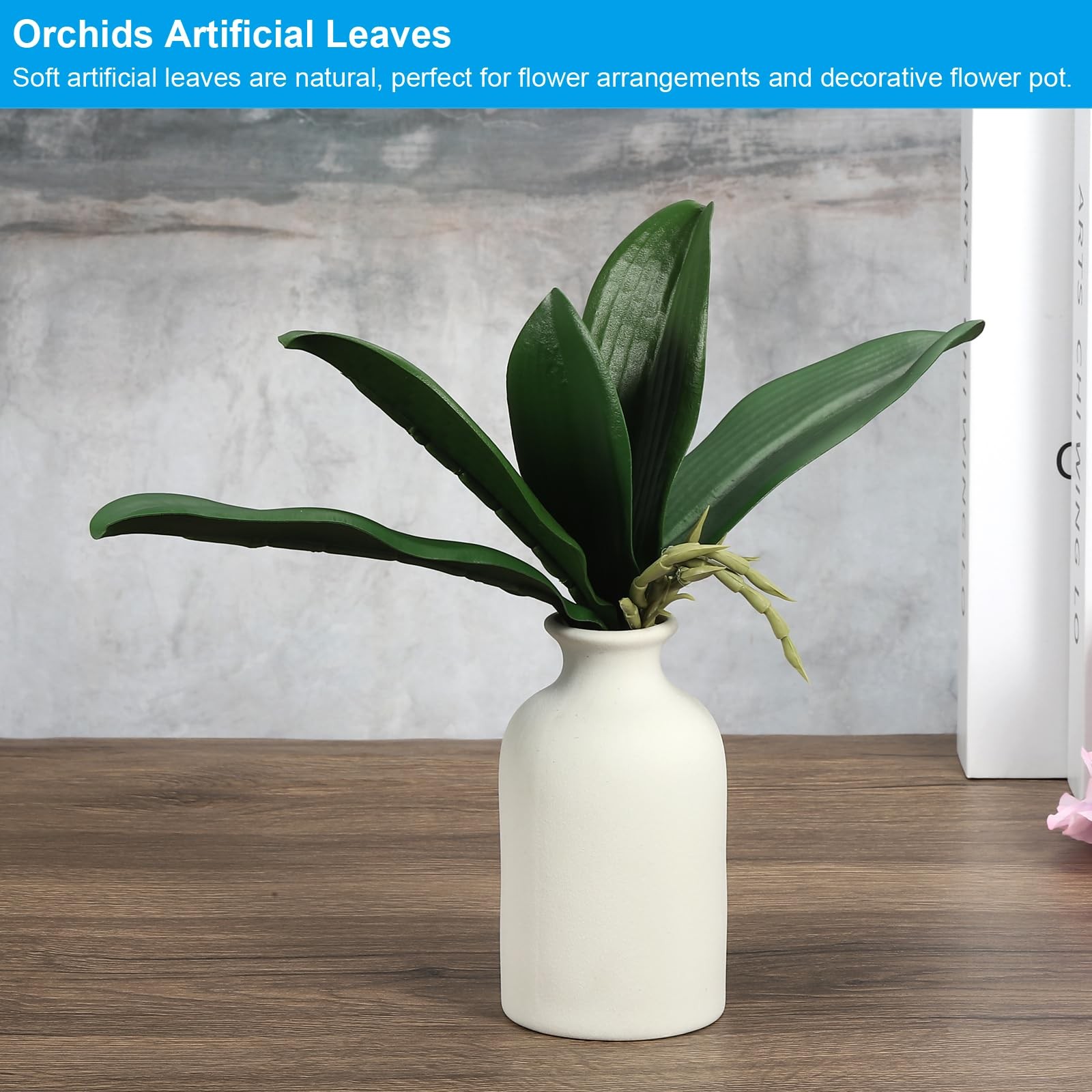 Faux Orchid Leaves 6.7 Inch, 2 Pack Small Artificial Phalaenopsis Foliage Rea…