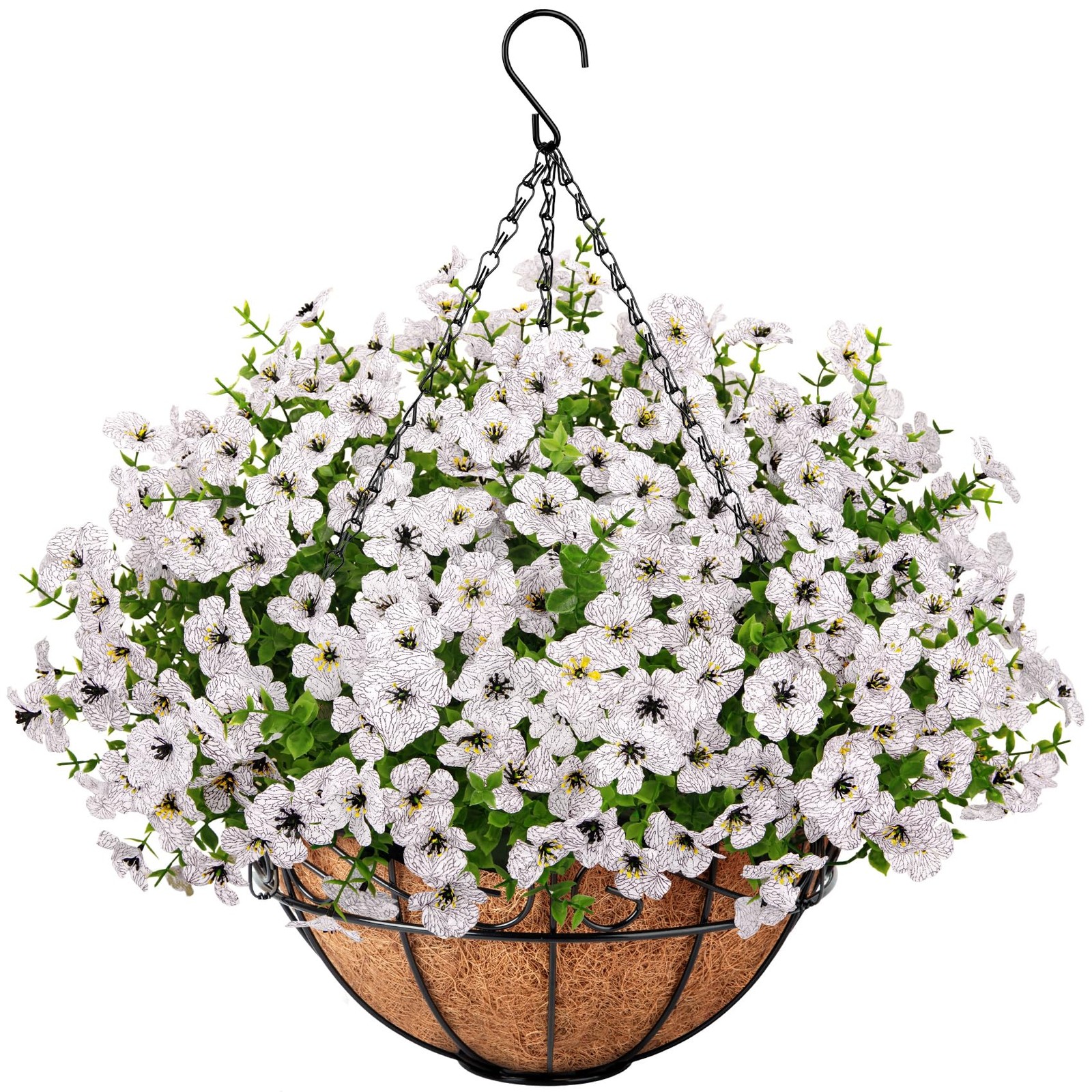 Artificial Hanging Flowers for Outdoors with Hanging Basket Fake Silk Flowers…
