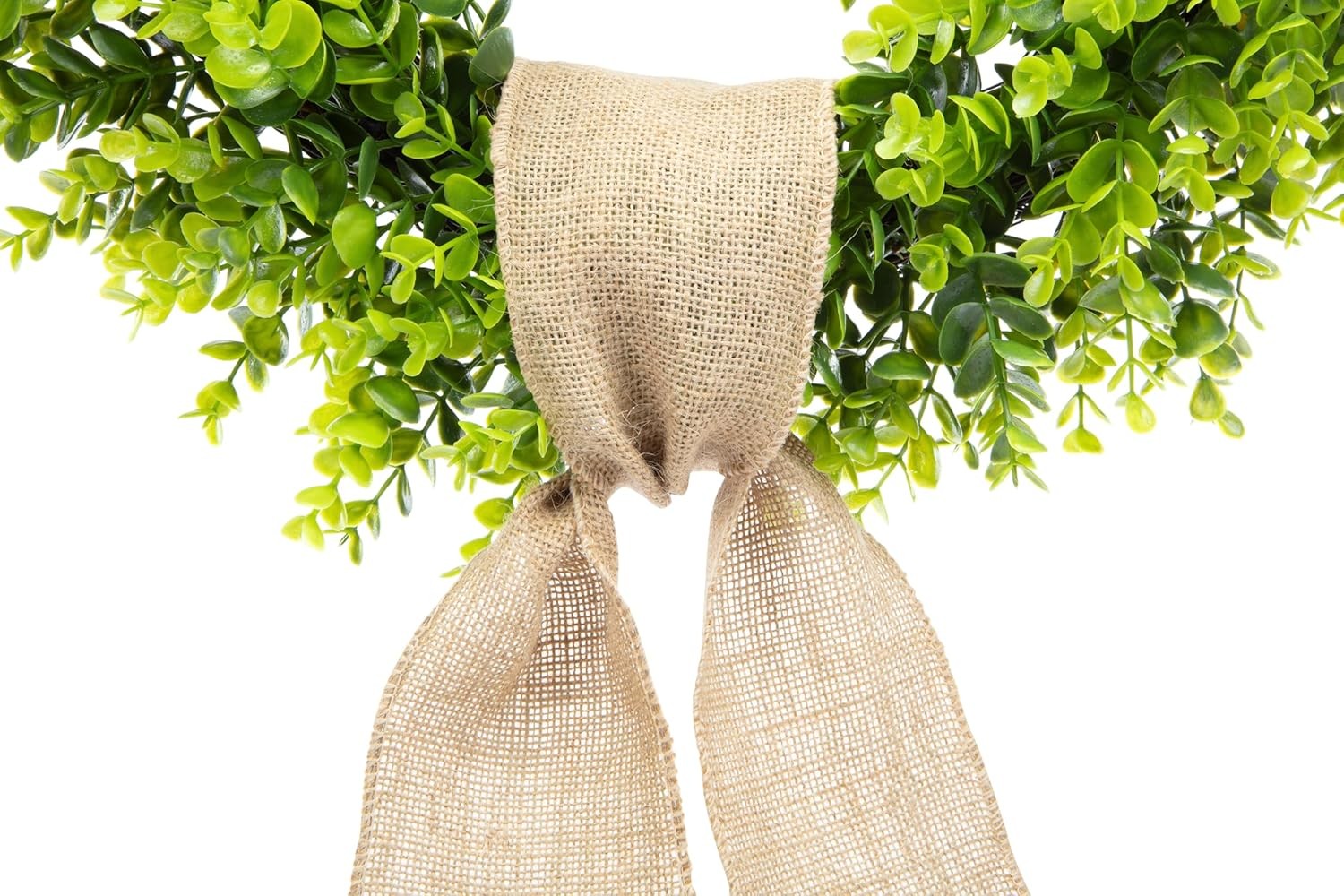 20″ Artificial Boxwood Wreath with Burlap Ribbon – UV-Resistant Weatherproof