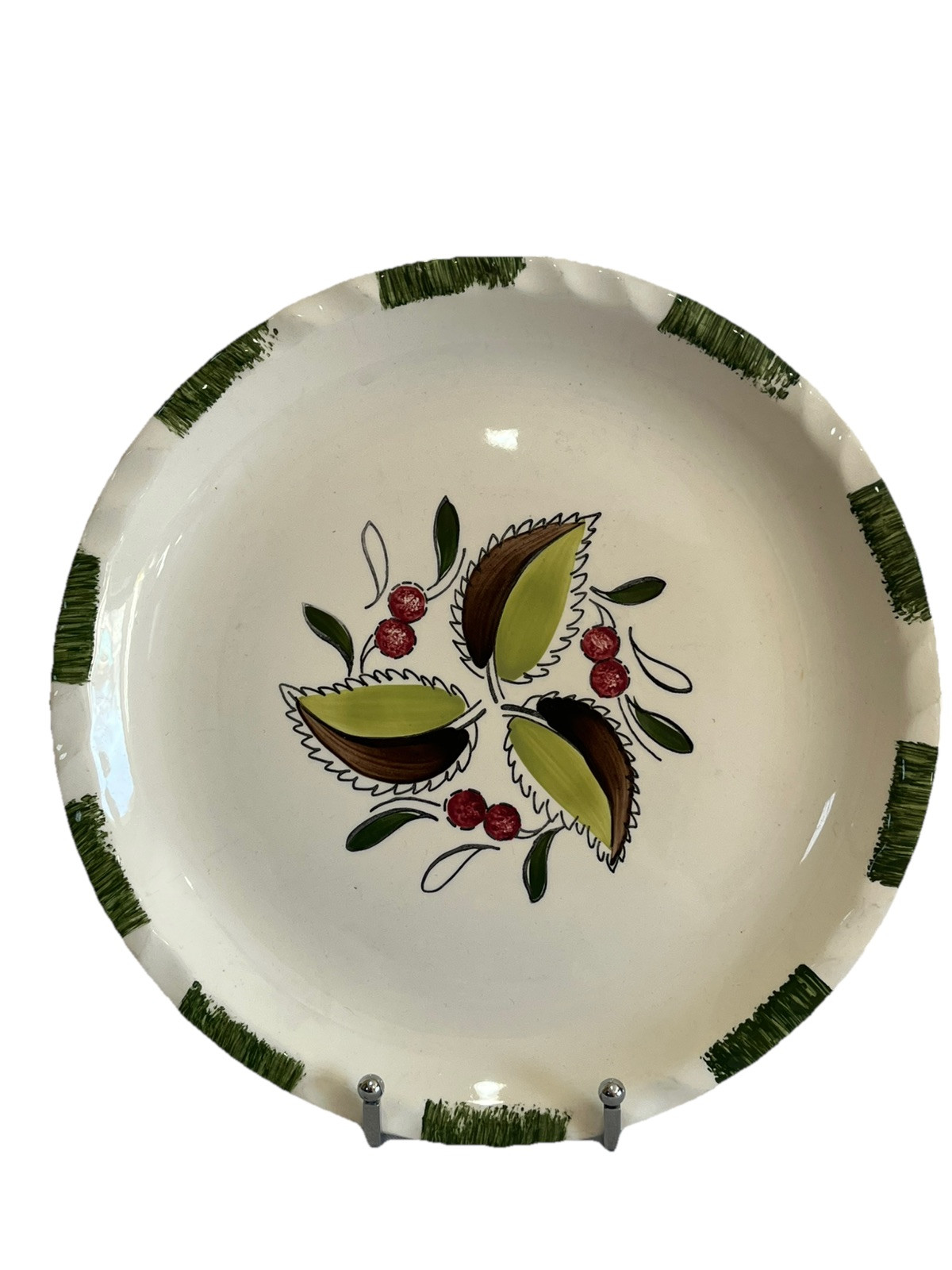 Vignette-Flowers And Berries-Blue Ridge Plate/Decora Pottery Spoon Rest/Flowers