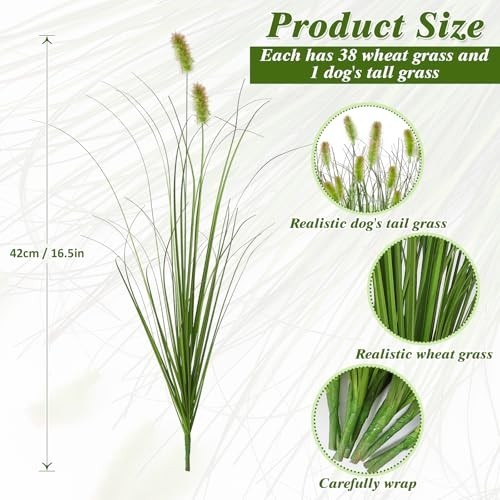 20 Bundles UV Resistant Artificial Onion Grass & Cattails – Faux Outdoor Decor