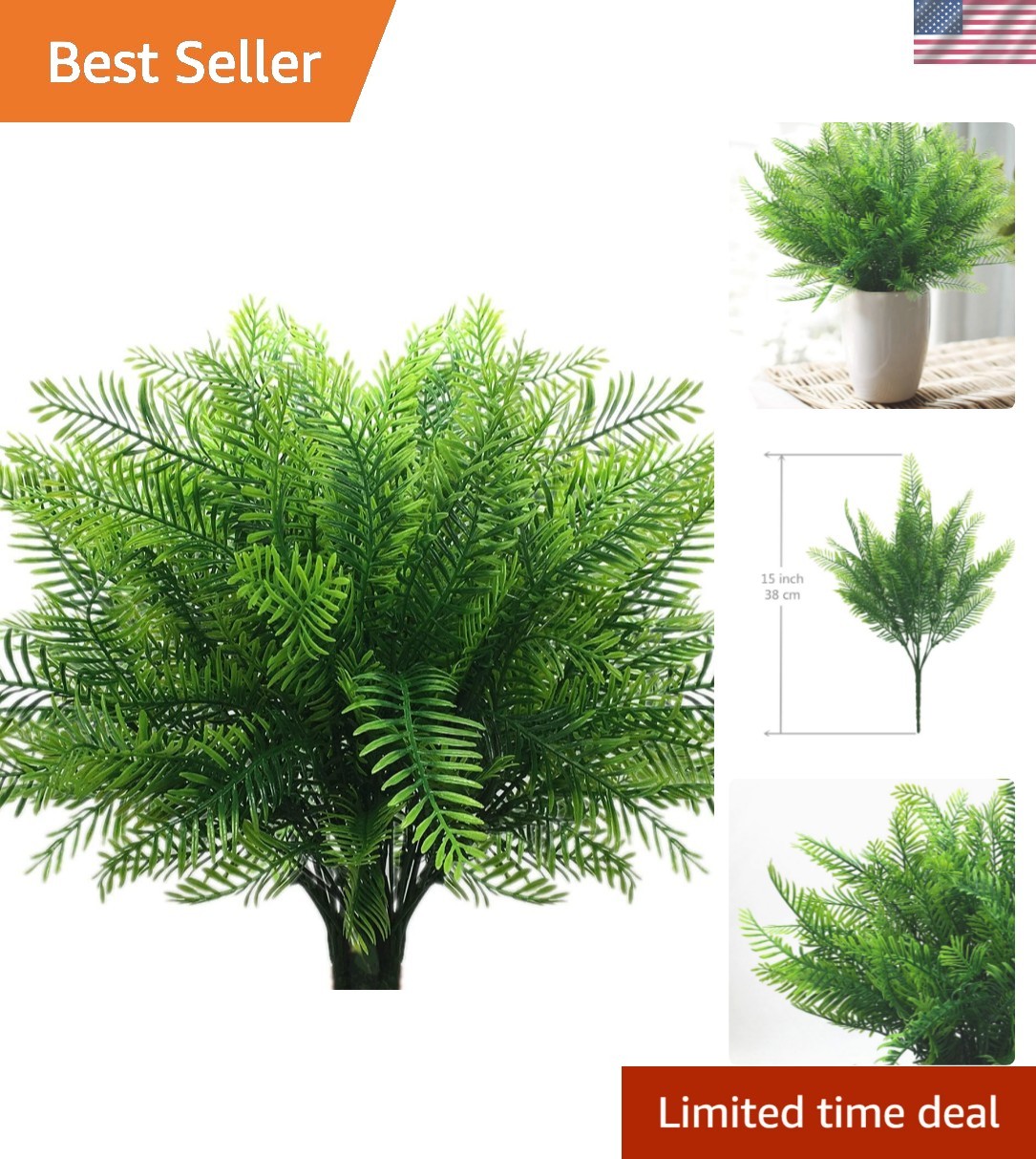 Artificial Shrubs, Plastic Plants Bamboo Grass Fake Green Bushes Greenery Lea…