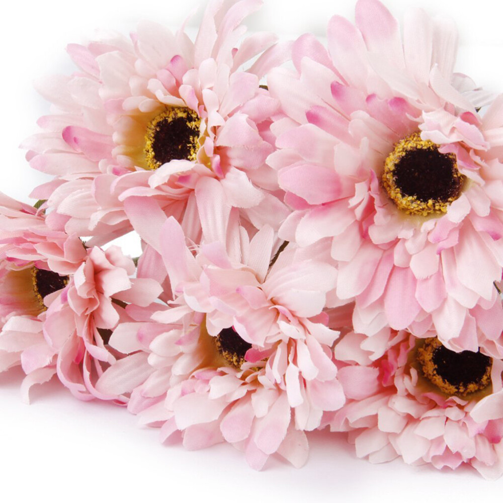 5pcs Artificial Gerbera Daisy Flower for Wedding Home Decoration (Pink)