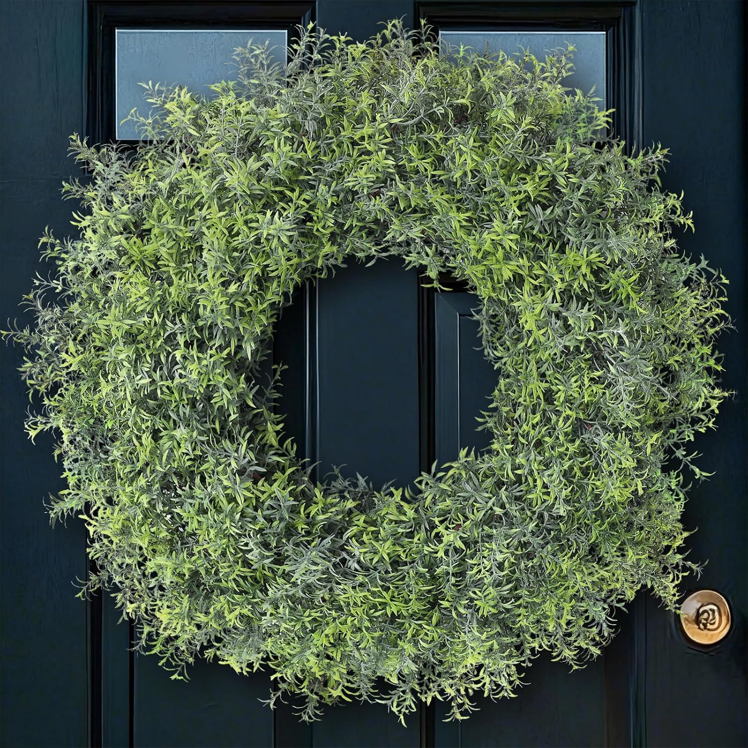 26″ Large Artificial Rosemary Wreath for Front Door – UV Resistant Realistic Ros