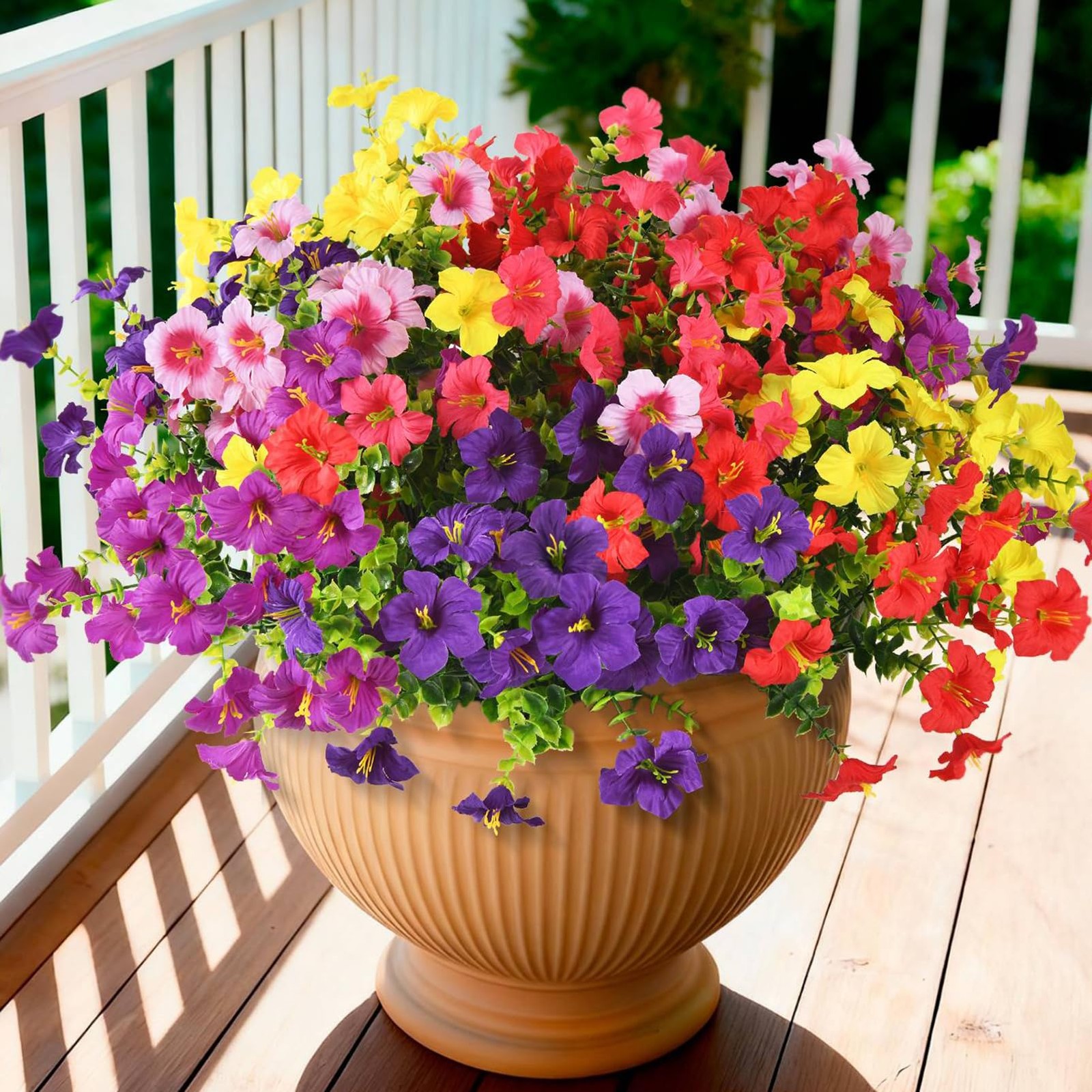 Artificial Fake Petunias Flowers UV Resistant Outdoor 12 Bundles Realistic Silk