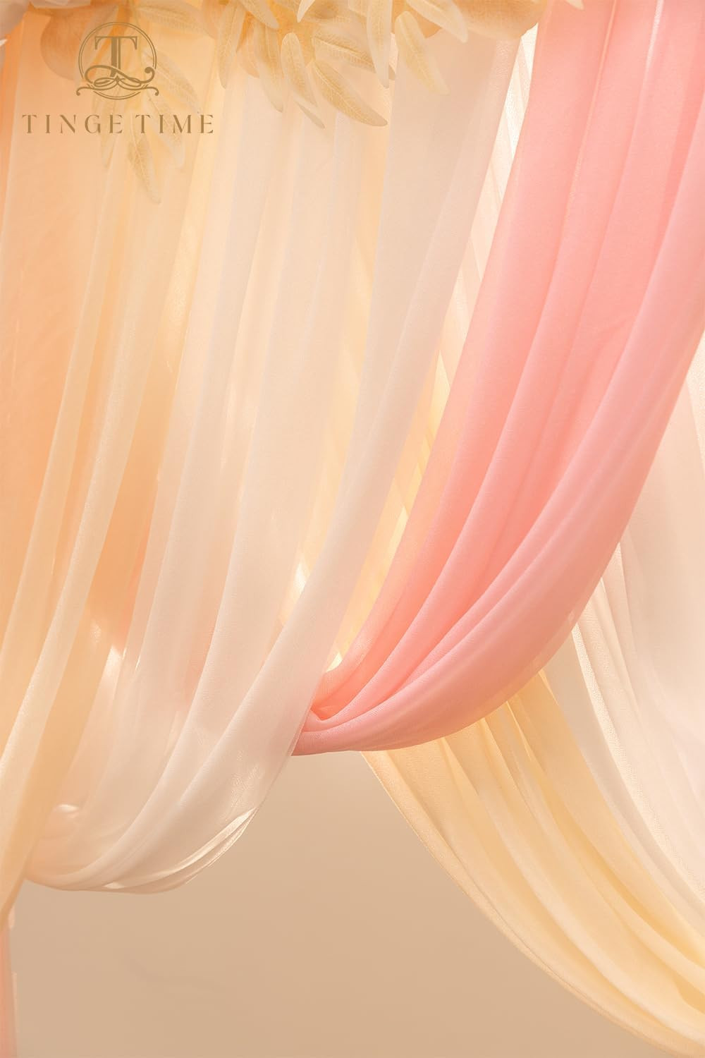 Wedding Arch Flowers Kit – Deluxe 5Pcs Artificial Floral Swag with 3 Sheer Drape